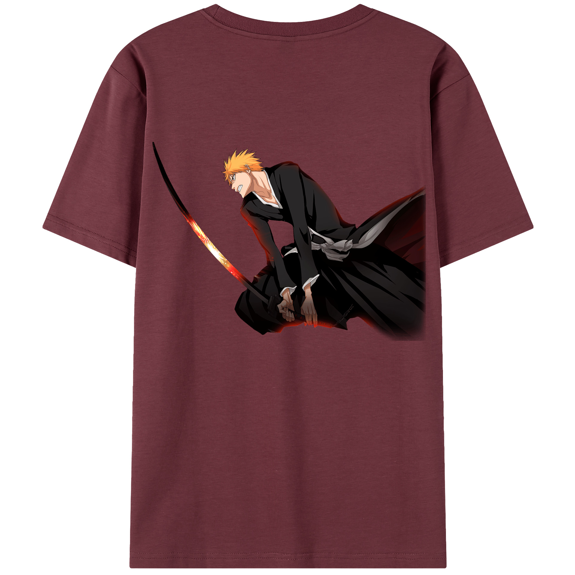 （画像用） ブリーチ 黒崎一護（くろさき いちご）BLEACH Kurosaki Ichigo 綿100％半袖Tシャツ（背面プリント）